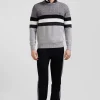 Regular grey fancy knit cotton crew neck jumper