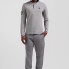 Regular grey long-sleeved cotton piqué polo shirt with XV de France embroidery