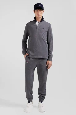 Regular grey long-sleeved cotton rugby shirt with bow tie details
