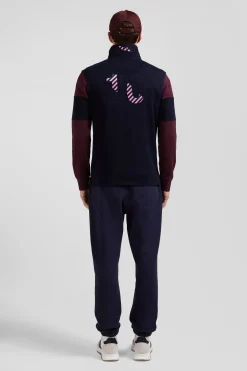 Regular grey long-sleeved colourblock cotton rugby shirt with back embroidery