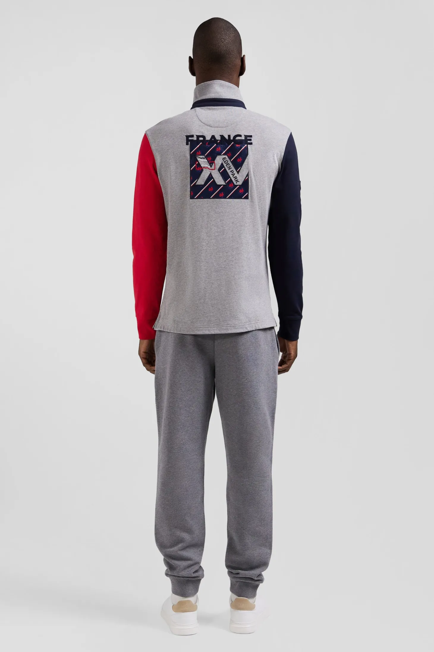 Regular grey long-sleeved cotton rugby shirt