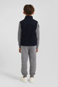 Regular grey long-sleeved cotton piqué polo shirt with pink stripe and N°10 embroidery