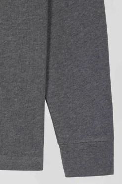 Regular grey long-sleeved cotton rugby shirt with bow tie details