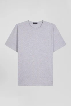 Regular grey Pima cotton short-sleeved T-shirt