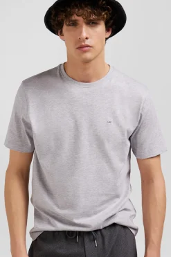 Regular grey Pima cotton short-sleeved T-shirt