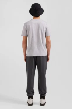 Regular grey Pima cotton short-sleeved T-shirt