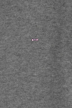 Regular grey plain wool and cotton zipped cardigan