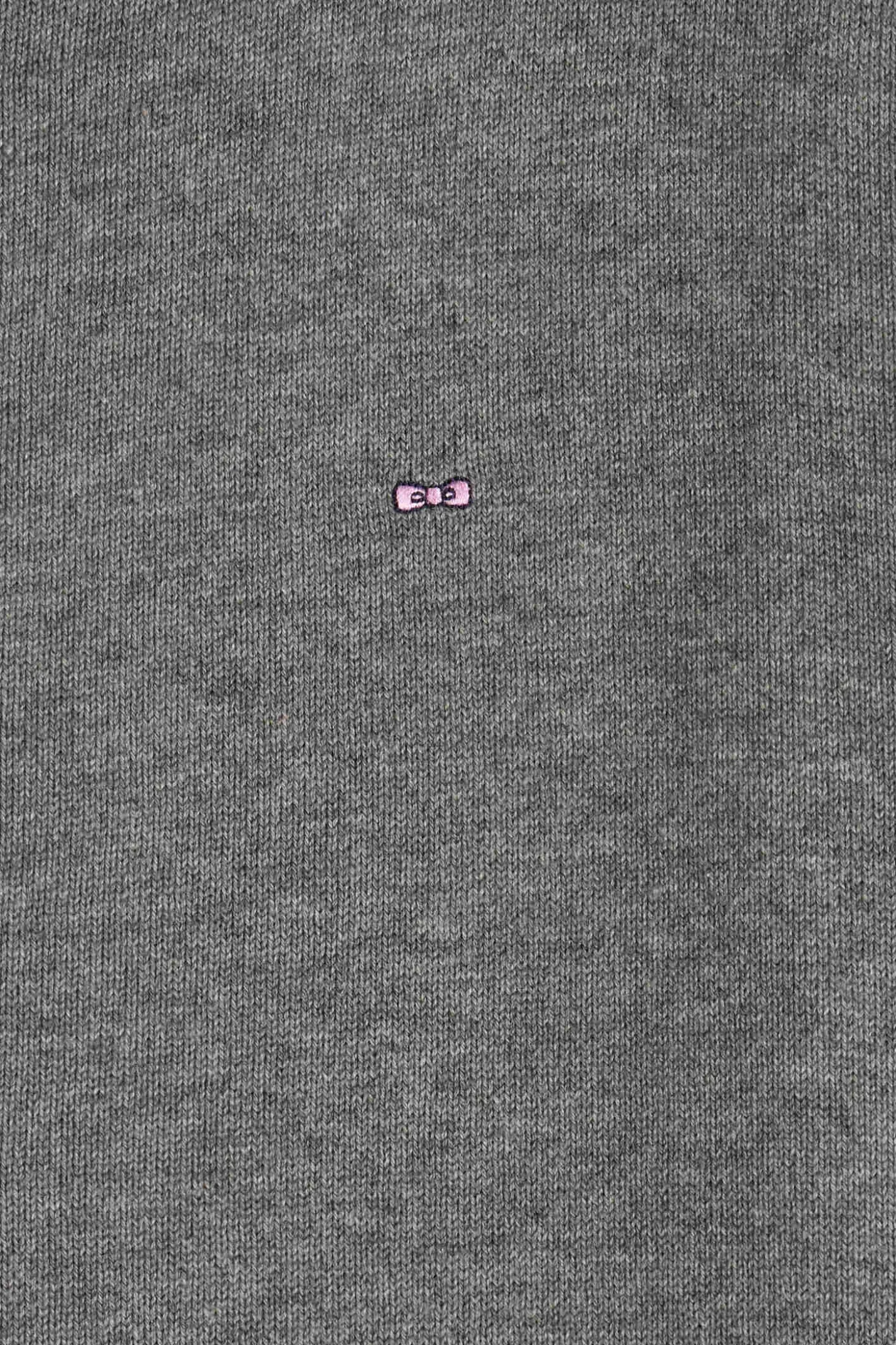 Regular grey plain wool and cotton zipped cardigan