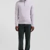Regular grey semi-zipped wool and cotton jumper