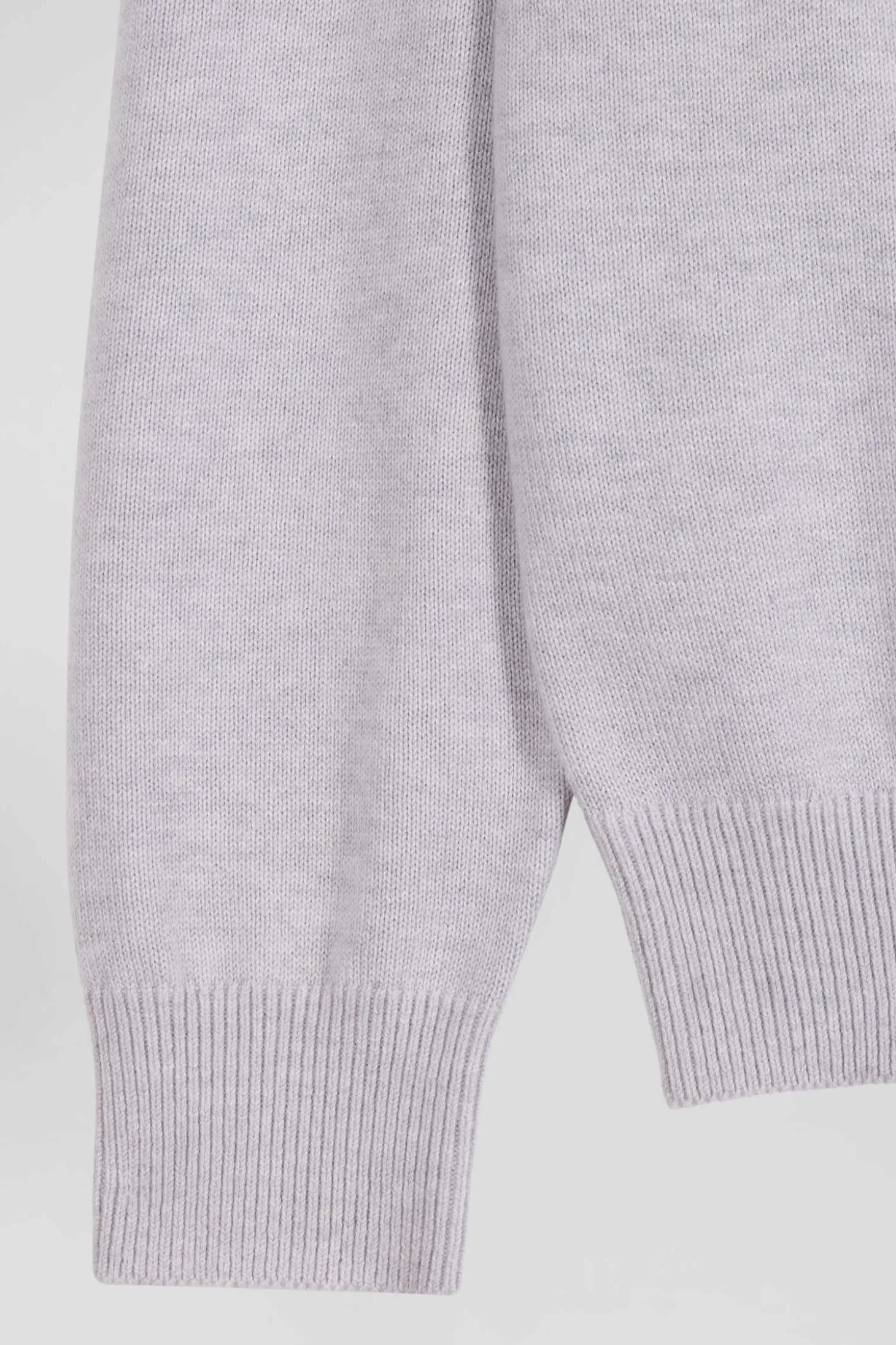 Regular grey semi-zipped wool and cotton jumper