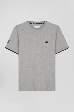 Regular grey short-sleeved cotton T-shirt with XV de France embroidery