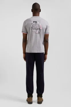 Regular grey short-sleeved cotton T-shirt with XV de France embroidery