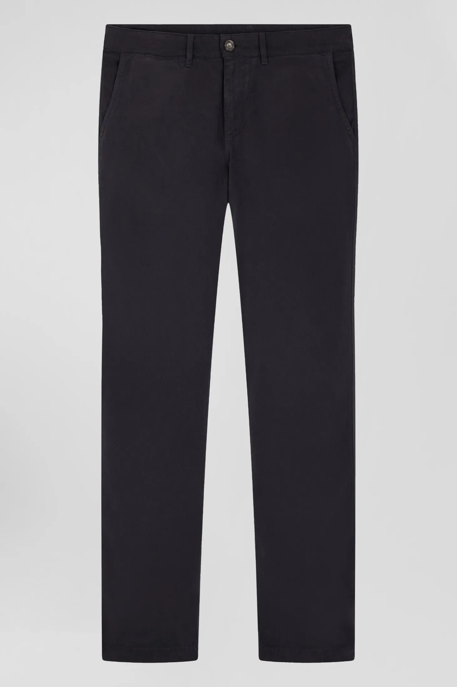 Regular grey stretch cotton piqué and modal chino trousers