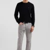 Regular grey stretch cotton 5-pocket trousers
