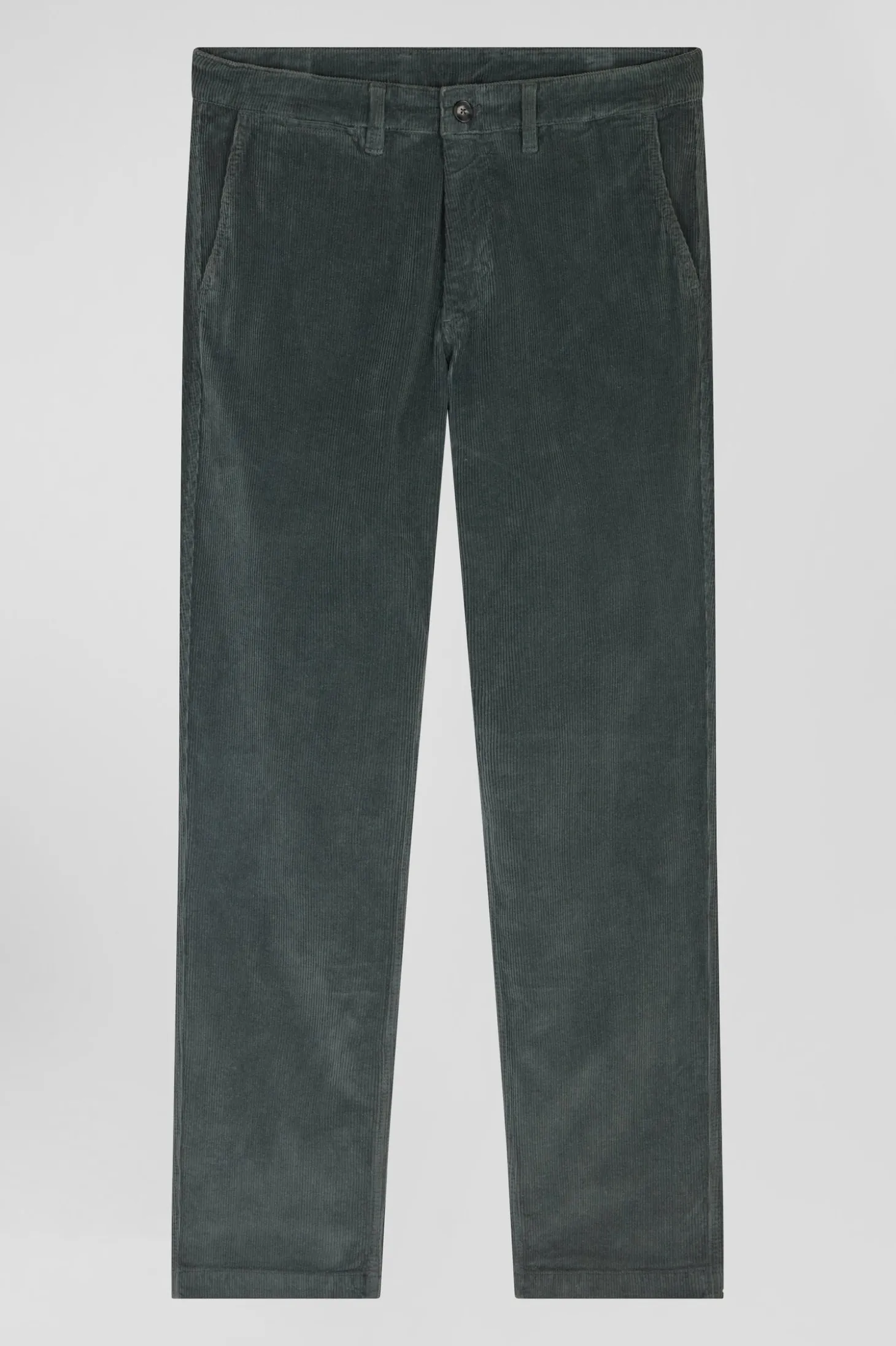 Regular grey stretch cotton velvet chino trousers