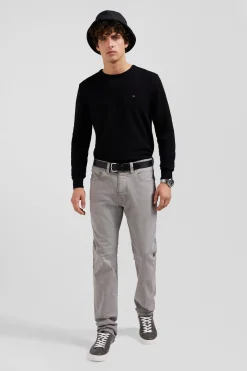 Regular grey stretch cotton 5-pocket trousers