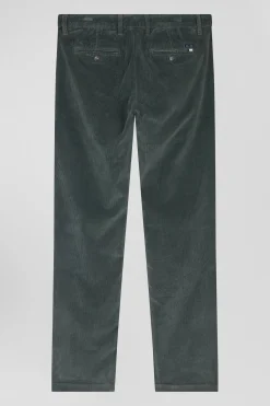 Regular grey stretch cotton velvet chino trousers