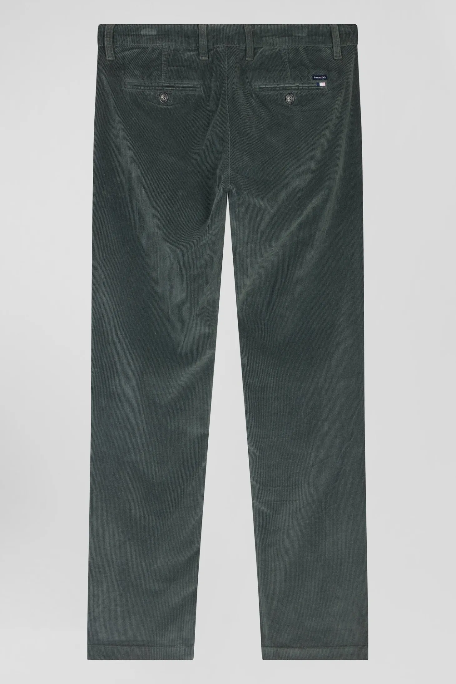 Regular grey stretch cotton velvet chino trousers