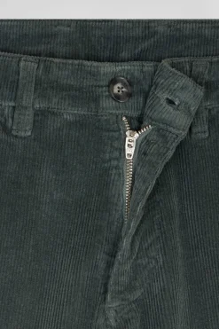 Regular grey stretch cotton velvet chino trousers