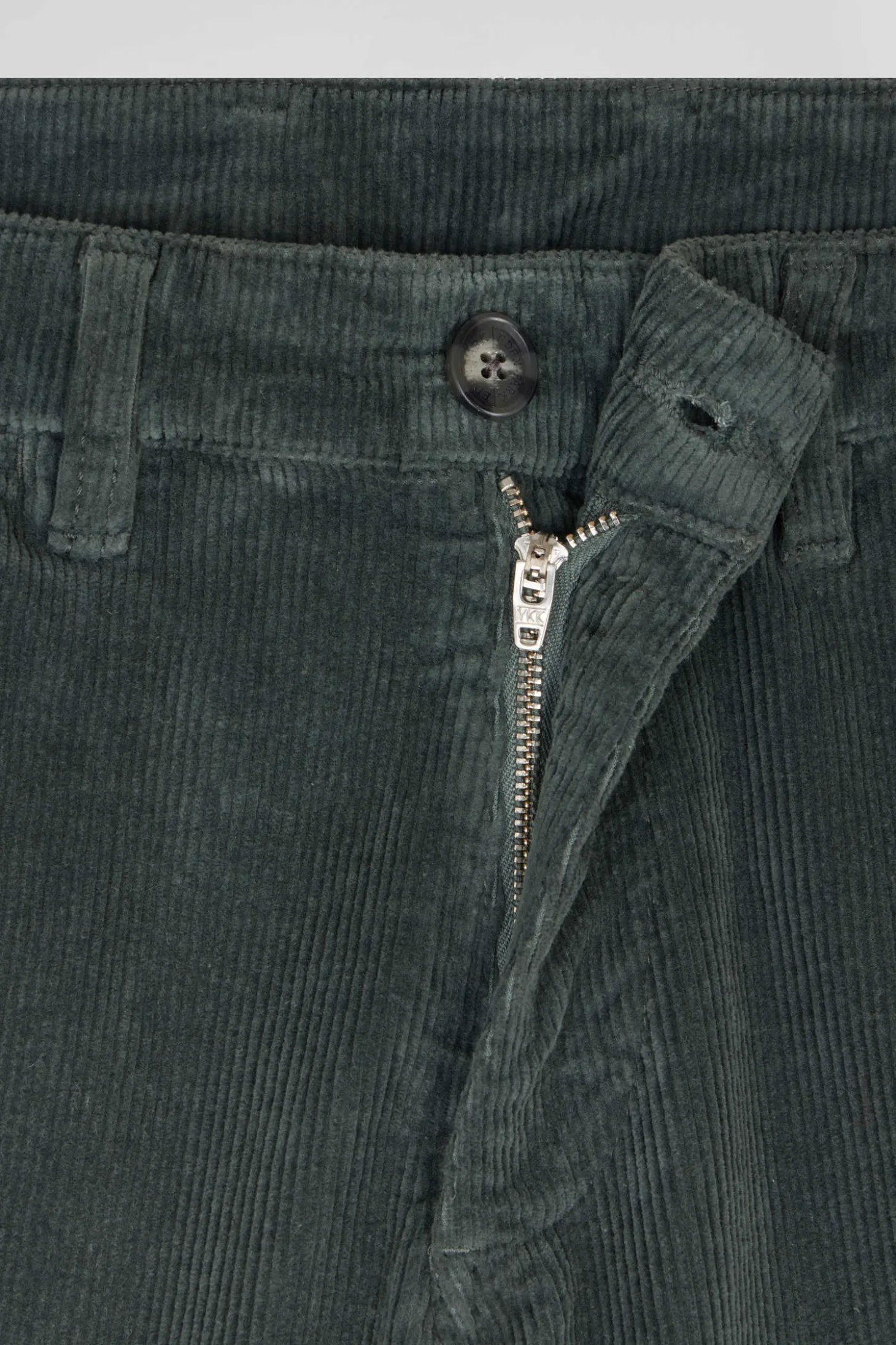 Regular grey stretch cotton velvet chino trousers