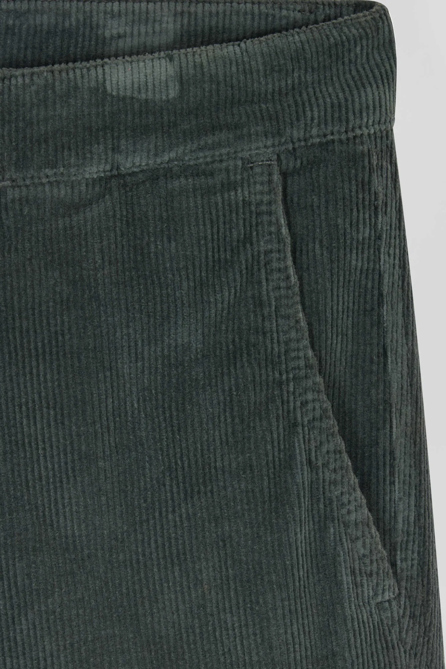 Regular grey stretch cotton velvet chino trousers