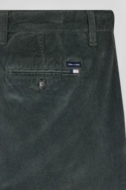 Regular grey stretch cotton velvet chino trousers