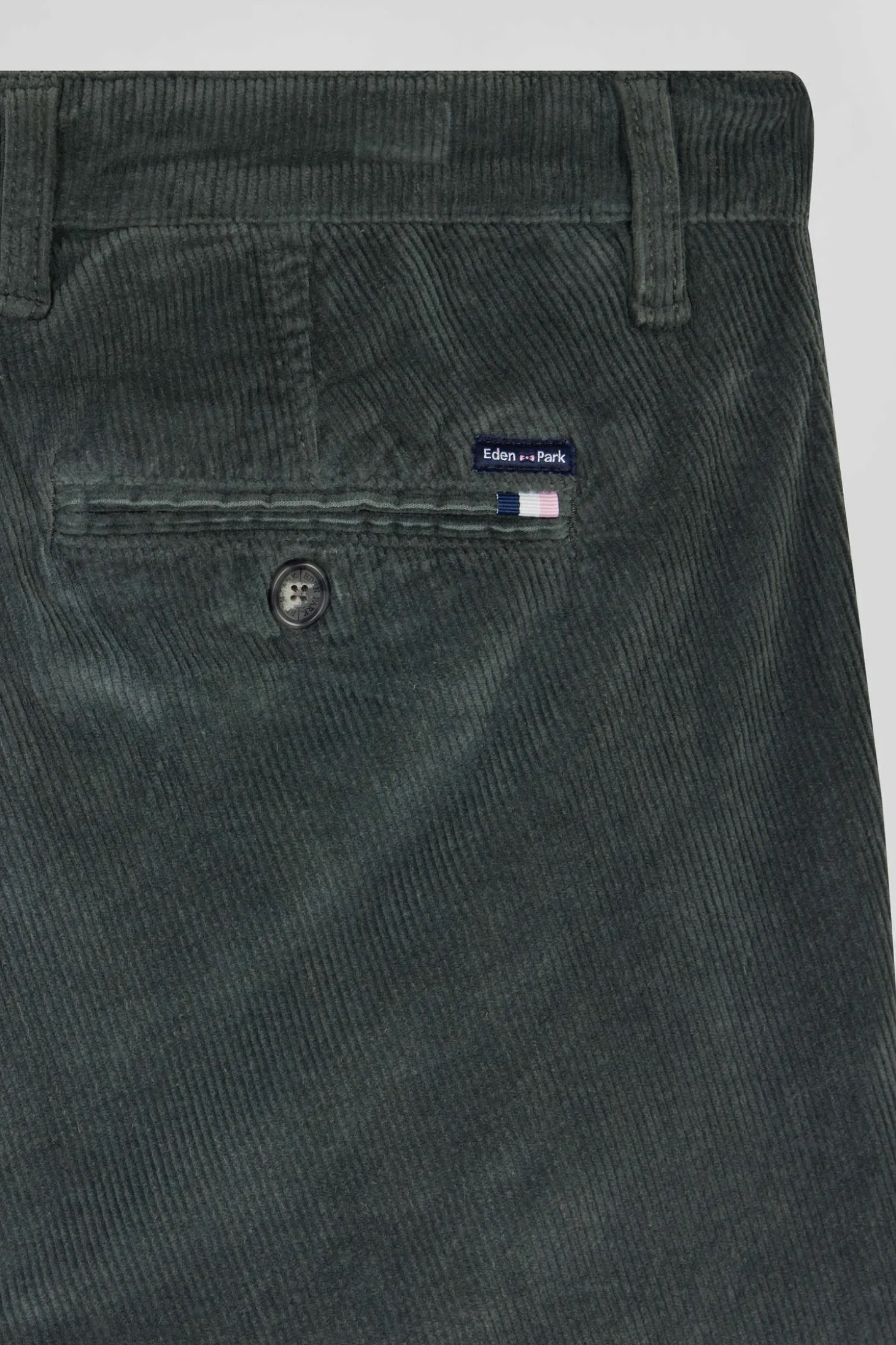 Regular grey stretch cotton velvet chino trousers