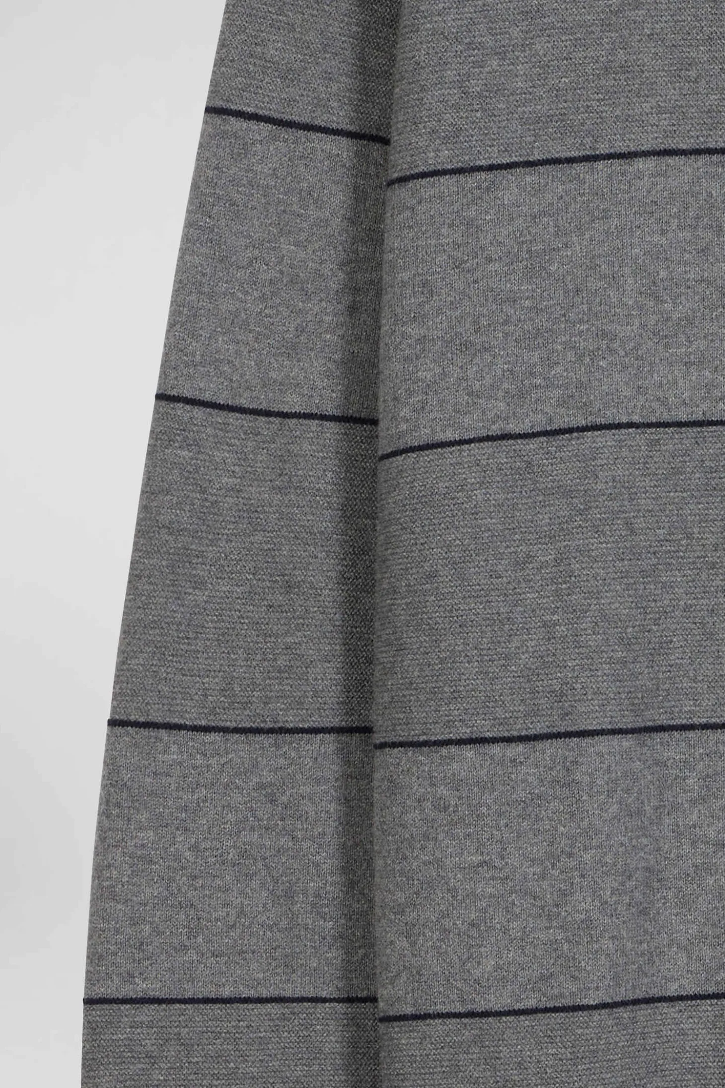Regular grey striped cotton and cashmere crew neck jumper