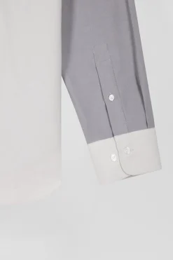 Regular grey tricolour cotton shirt