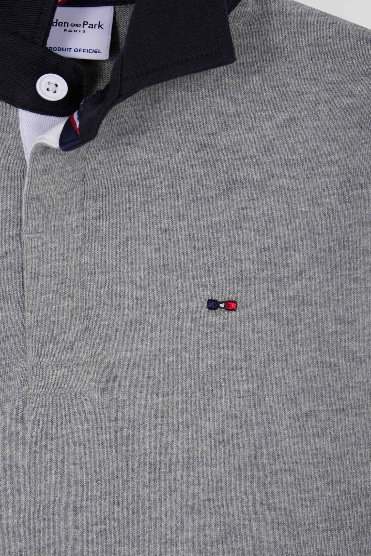 Regular grey tricolour XV de France long-sleeved cotton rugby shirt