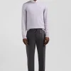 Regular grey wool and cotton crew neck jumper