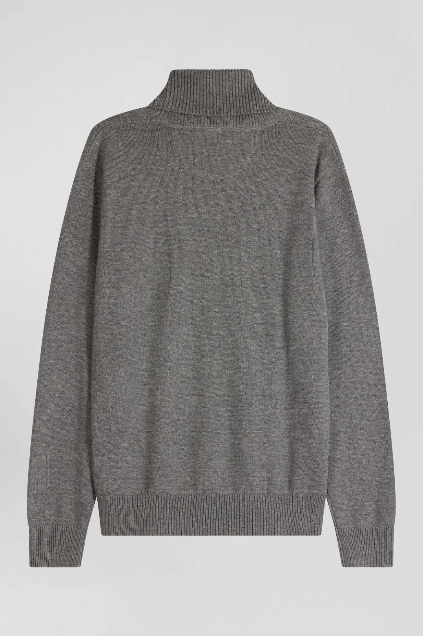 Regular grey wool and cotton turtleneck jumper