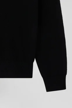 Regular grey wool and cotton jumper with knit patterns and rugby shirt collar