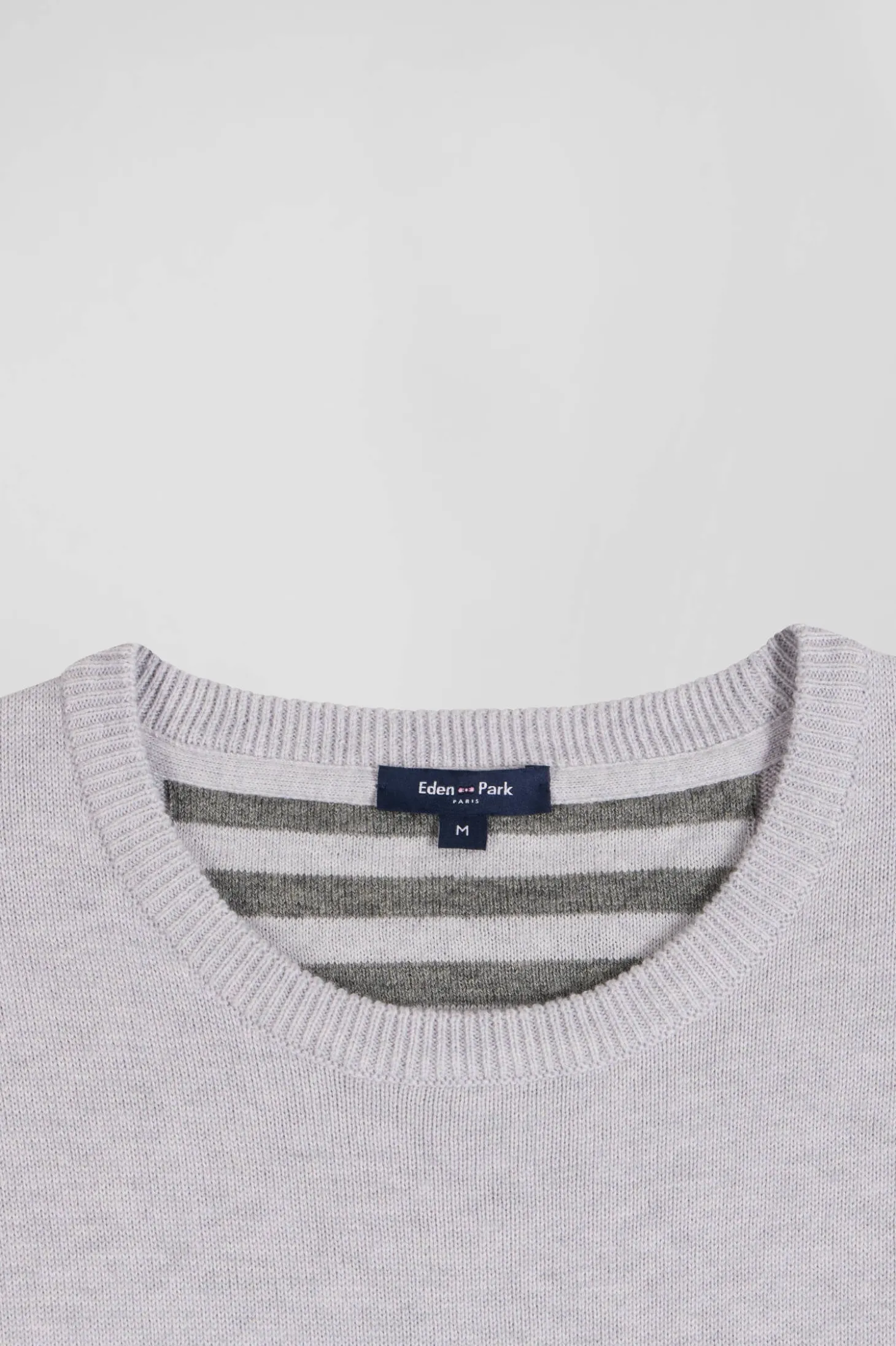 Regular grey wool and cotton crew neck jumper