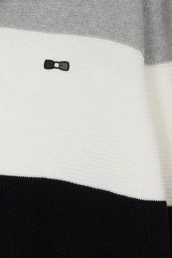 Regular grey wool and cotton jumper with knit patterns and rugby shirt collar