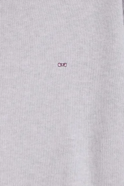 Regular grey wool and cotton crew neck jumper