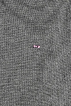 Regular grey wool and cotton turtleneck jumper