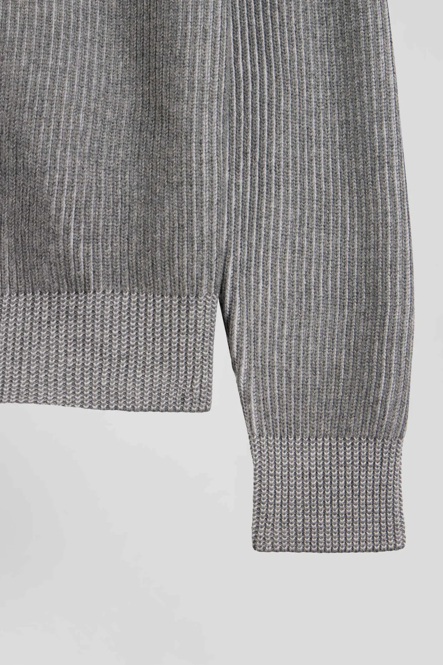 Regular grey wool and cotton zipped cardigan