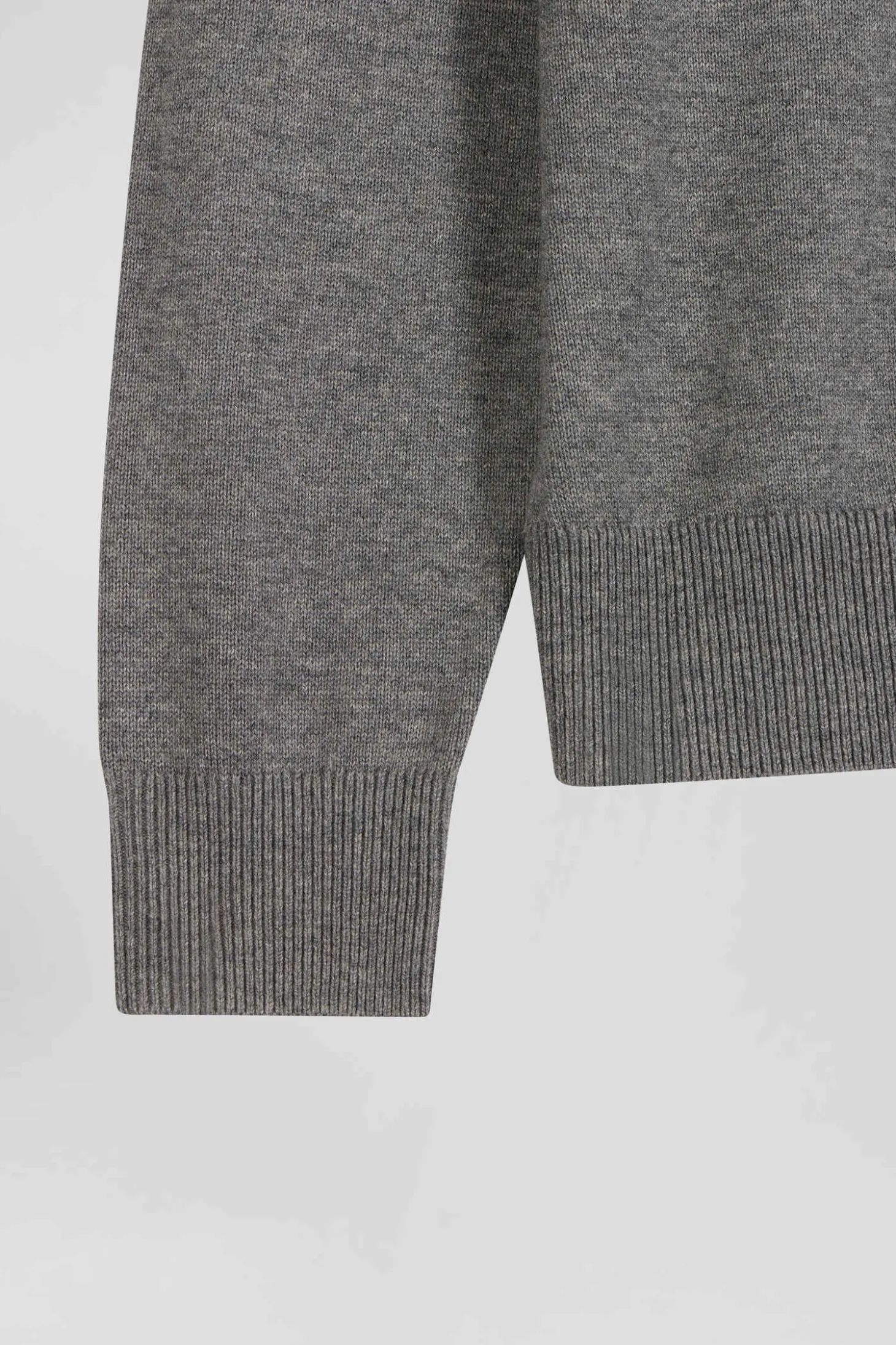 Regular grey wool and cotton turtleneck jumper