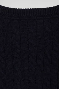 Regular grey wool and cotton crew neck jumper with knit patterns