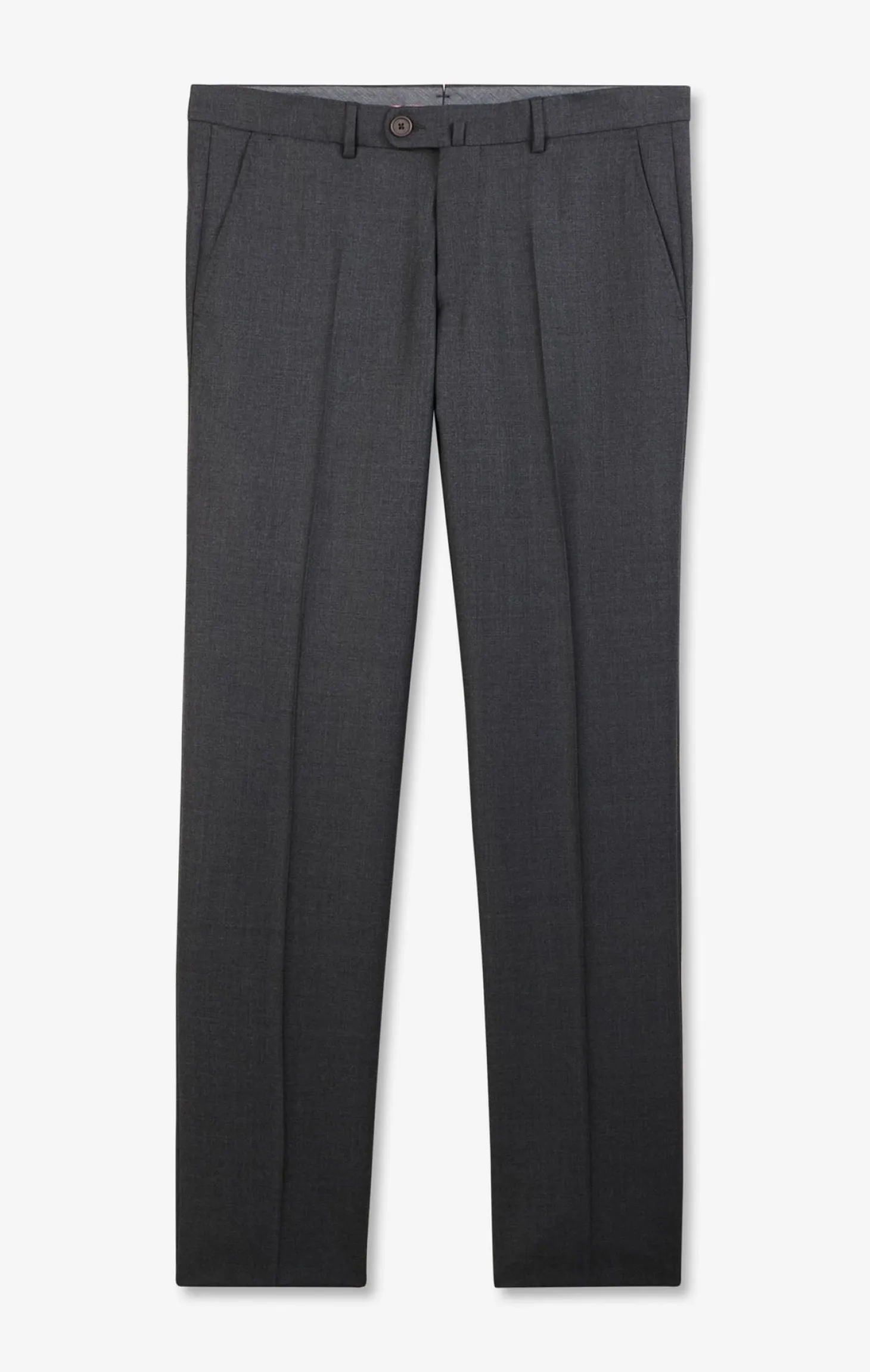 Regular grey wool trousers with broken fold