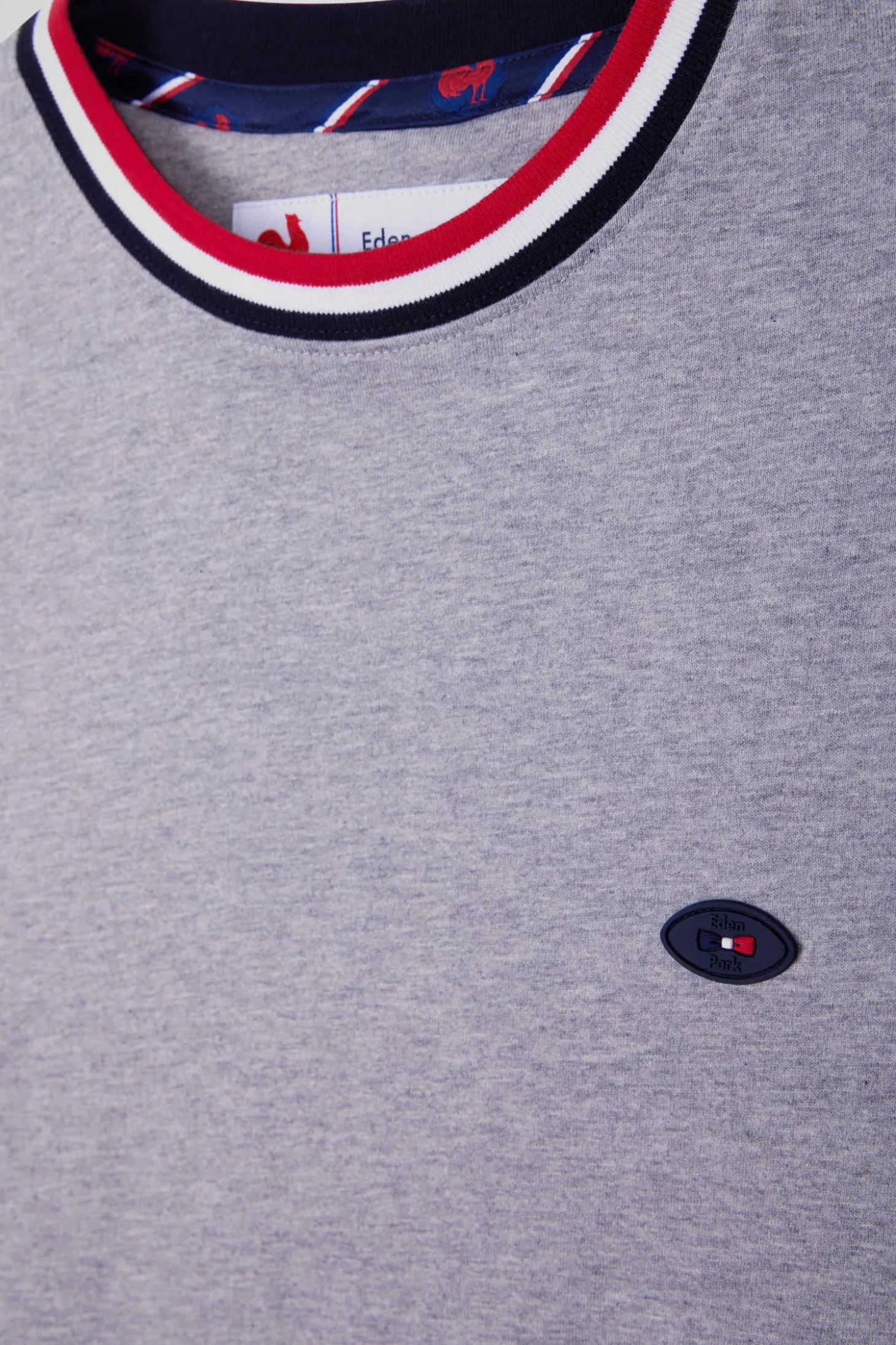 Regular grey XV de France long-sleeved cotton T-shirt