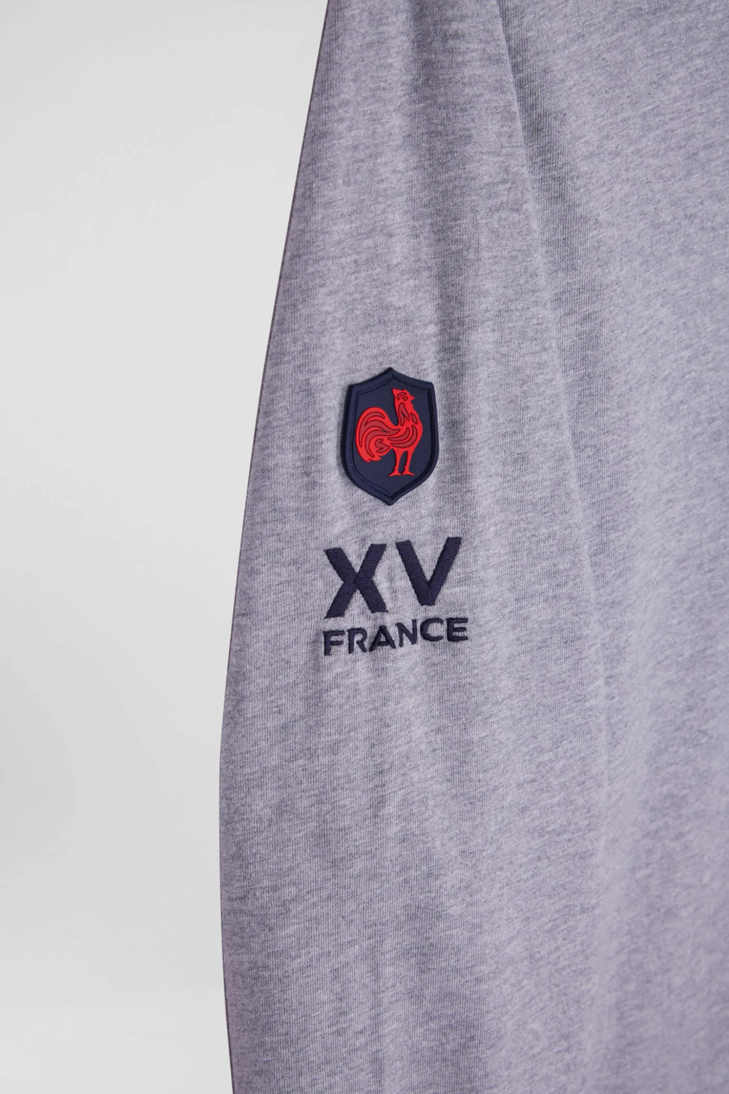 Regular grey XV de France long-sleeved cotton T-shirt