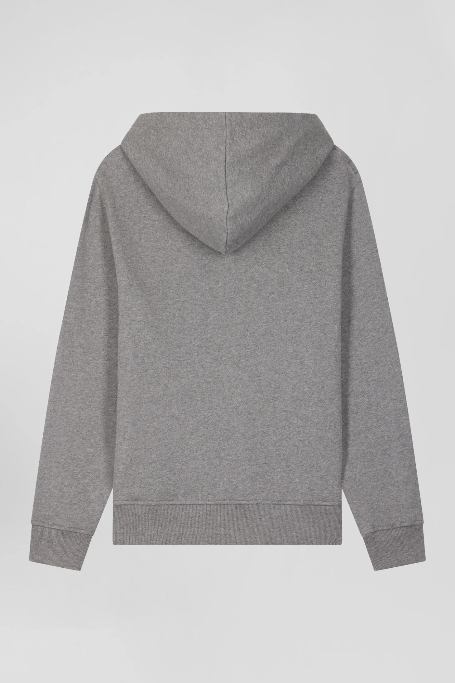 Regular grey zipped brushed cotton fleece hoodie