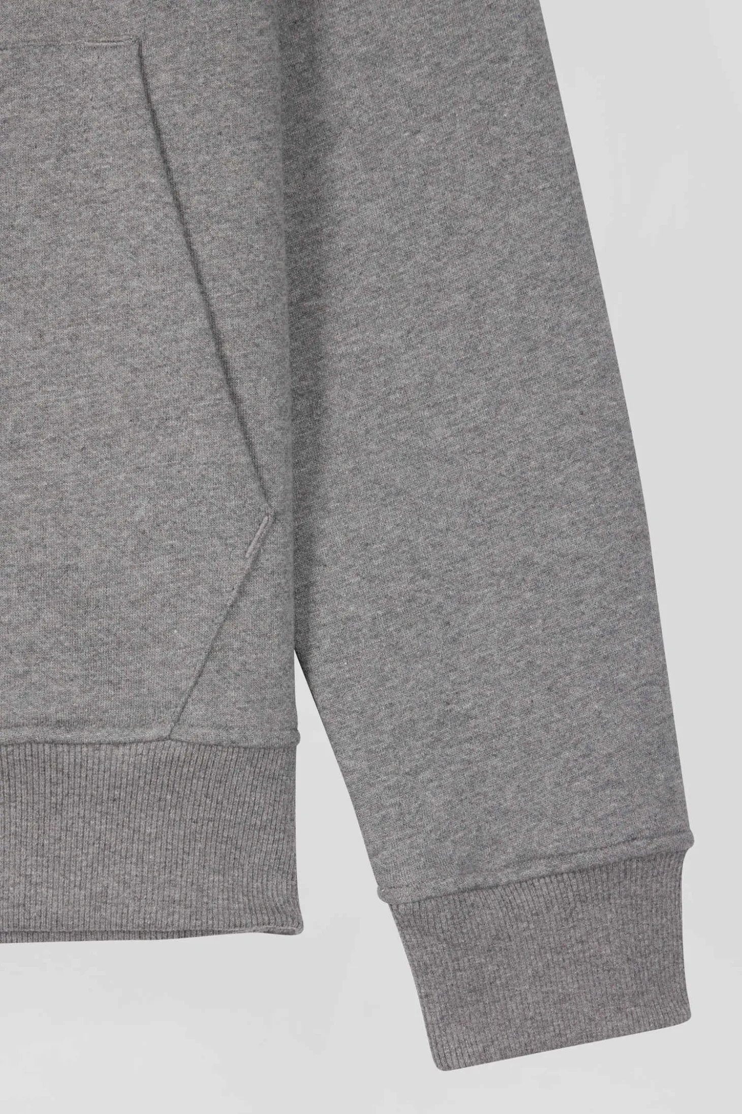 Regular grey zipped brushed cotton fleece hoodie