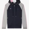 Regular grey zipped XV de France cotton blend hoodie