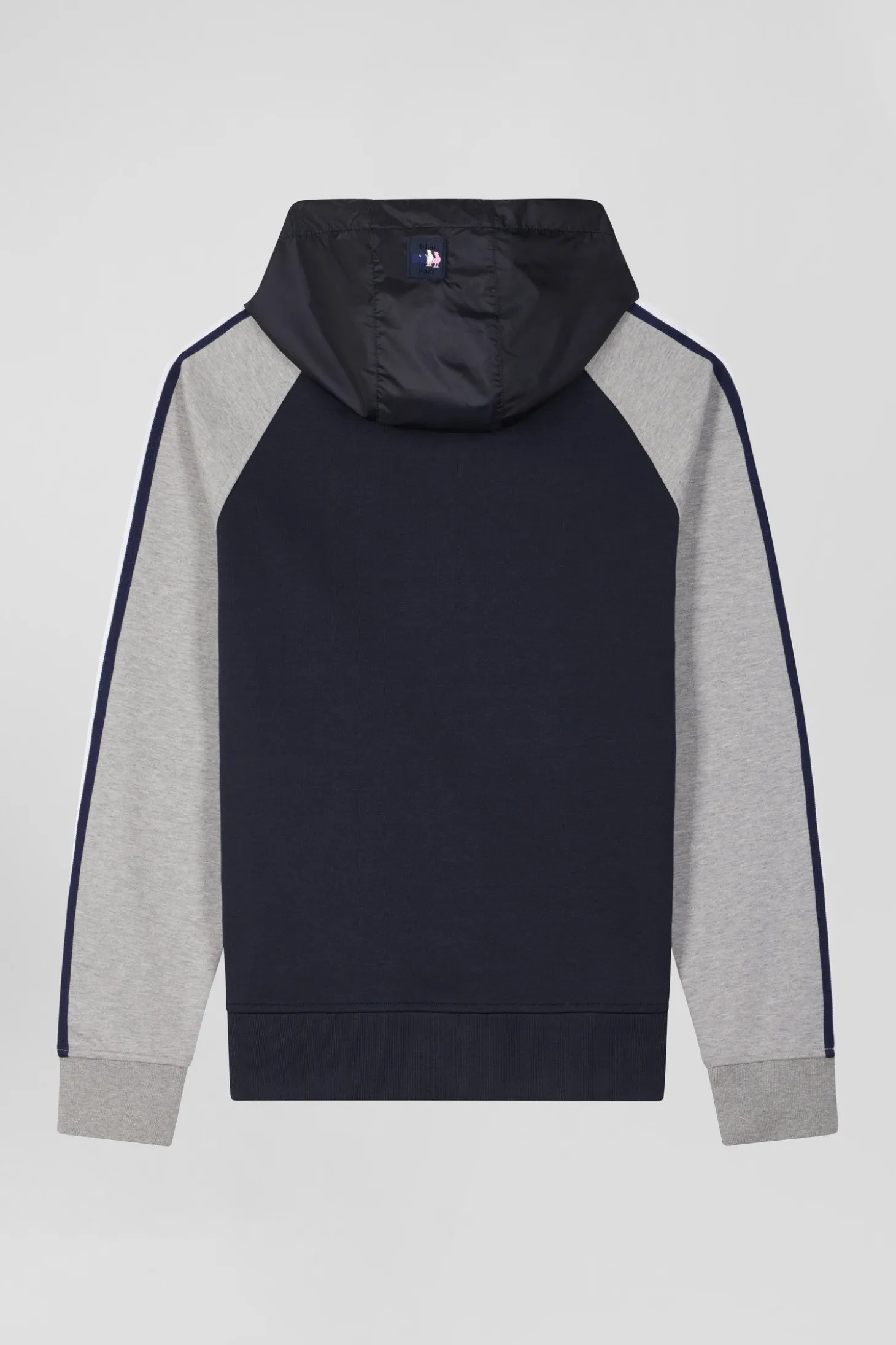Regular grey zipped XV de France cotton blend hoodie