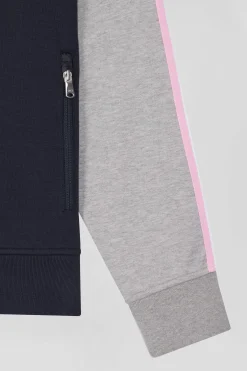 Regular grey zipped XV de France cotton blend hoodie