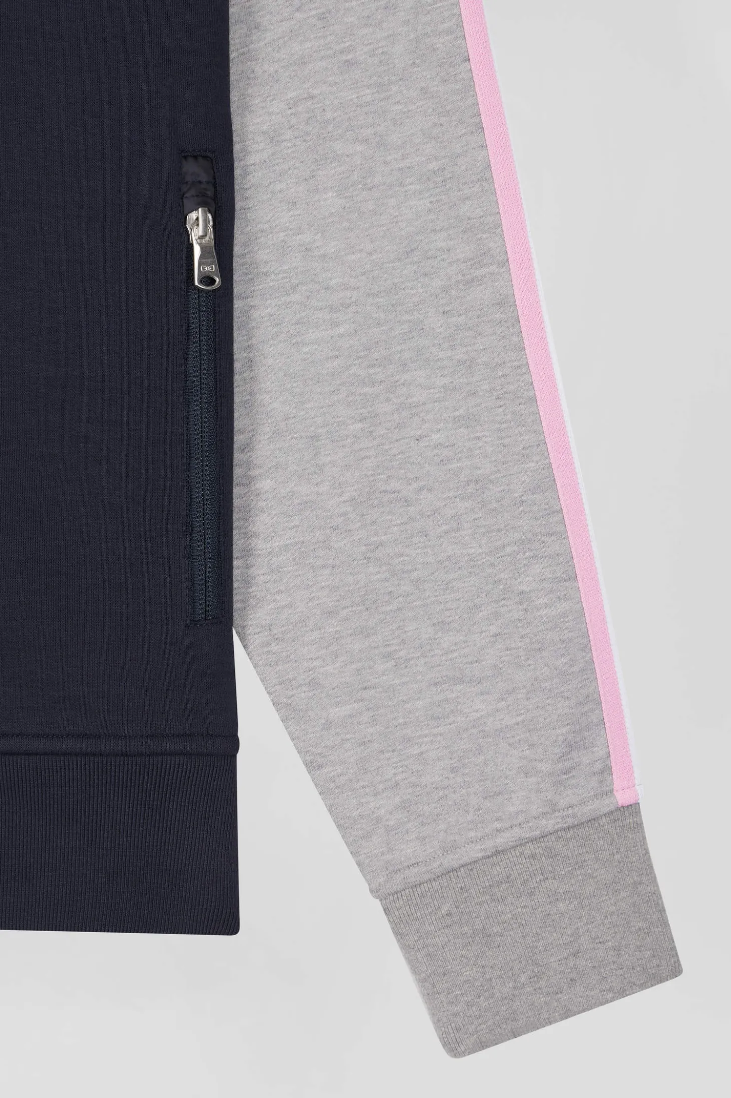 Regular grey zipped XV de France cotton blend hoodie