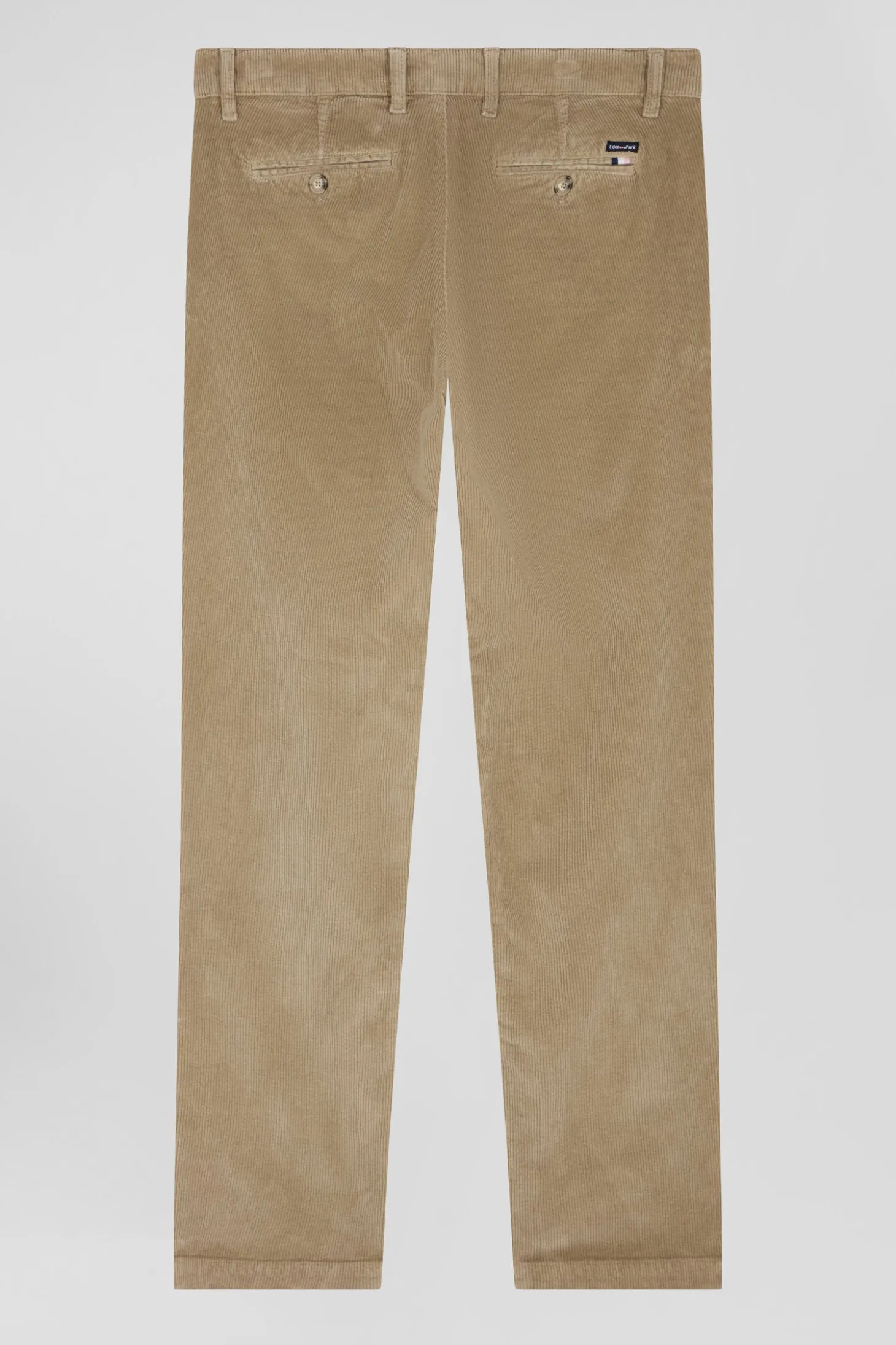 Regular hemp-coloured stretch cotton velvet chino trousers